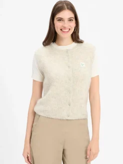 american vintage Jacken & Westen<Damen Strickweste mit Alpaka-Anteil - East beige hellgrau meliert