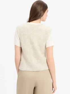 american vintage Jacken & Westen<Damen Strickweste mit Alpaka-Anteil - East beige hellgrau meliert