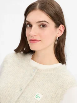 american vintage Jacken & Westen<Damen Strickweste mit Alpaka-Anteil - East beige hellgrau meliert