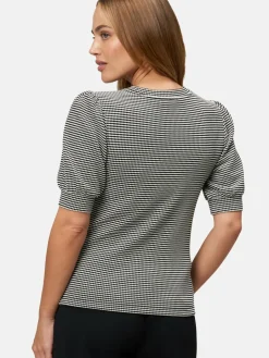 zero Shirts & Tops<Damen Strukturshirt schwarz weiß gemustert
