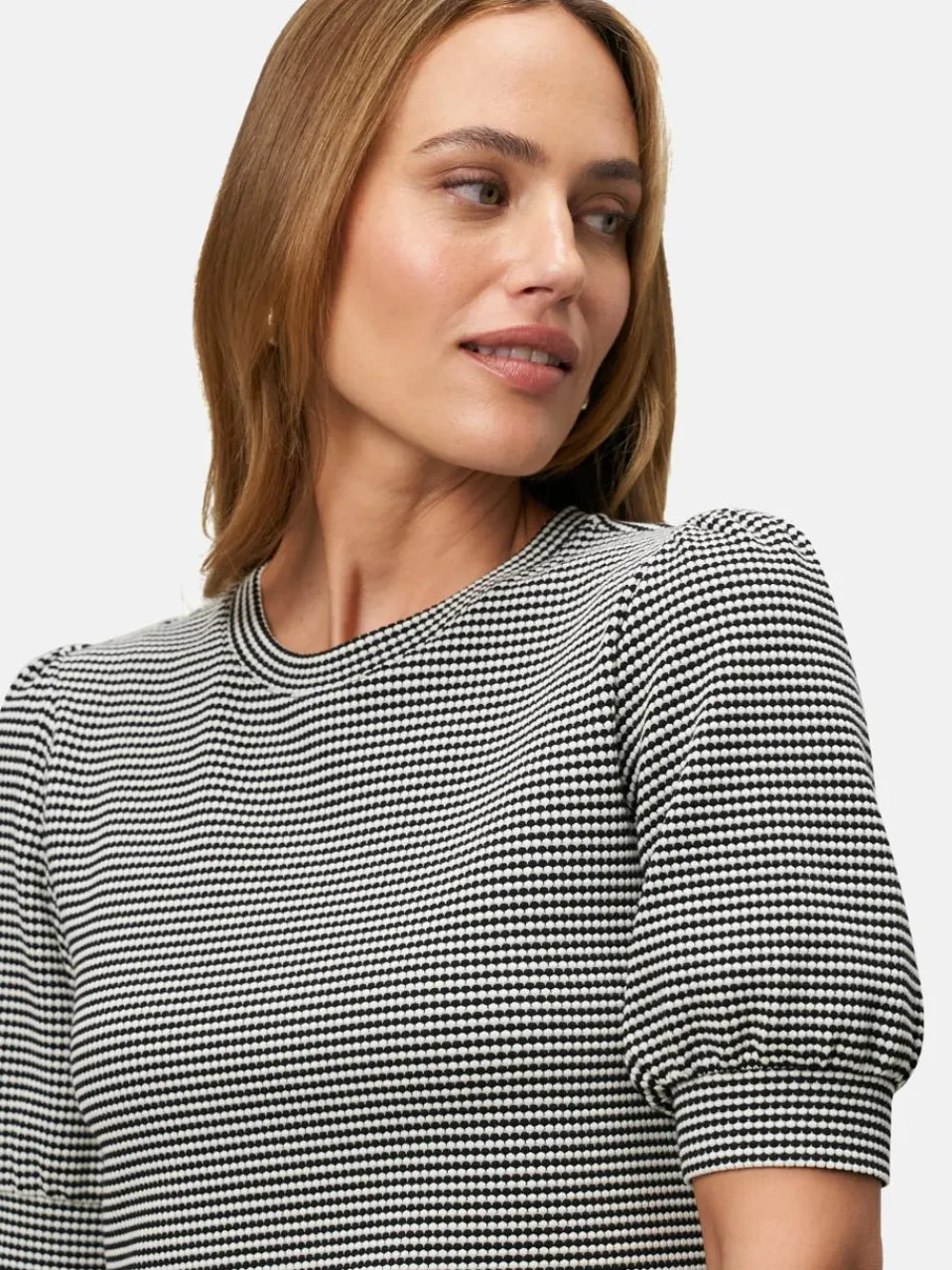 zero Shirts & Tops<Damen Strukturshirt schwarz weiß gemustert