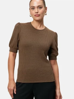 zero Shirts & Tops<Damen Strukturshirt schwarz braun gemustert