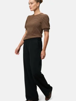 zero Shirts & Tops<Damen Strukturshirt schwarz braun gemustert