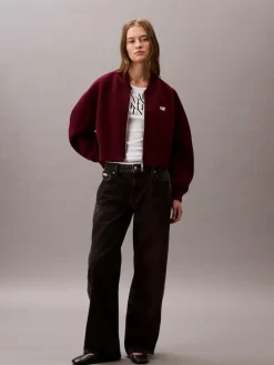 Calvin Klein Jeans Sweatshirts & Sweatjacken<Damen Sweatjacke bordeaux uni