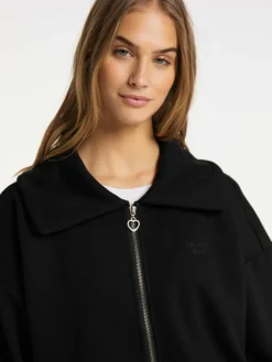 MyMo Sweatshirts & Sweatjacken<Damen Sweatjacke schwarz uni