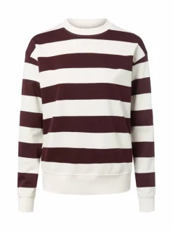 Marie Lund Sweatshirts & Sweatjacken<Damen Sweatshirt ecru aubergine gestreift