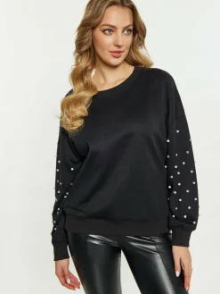 Faina Sweatshirts & Sweatjacken<Damen Sweatshirt schwarz uni