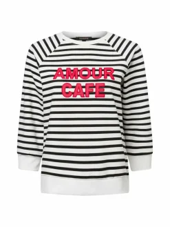 More & More Sweatshirts & Sweatjacken<Damen Sweatshirt weiß schwarz gestreift