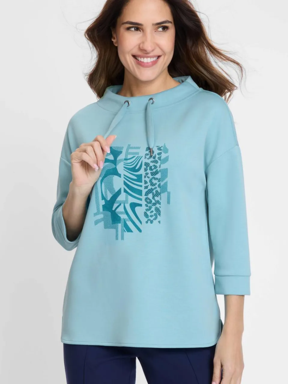 Olsen Sweatshirts & Sweatjacken<Damen Sweatshirt - Cora türkis bedruckt