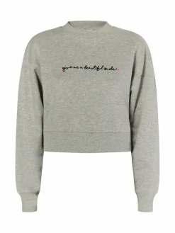 MyMo Sweatshirts & Sweatjacken<Damen Sweatshirt cropped grau meliert