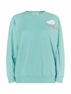 MyMo Sweatshirts & Sweatjacken<Damen Sweatshirt mit Applikation aqua bedruckt