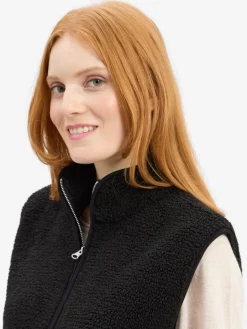 Marie Lund Jacken & Westen<Damen Teddyfell-Weste schwarz uni