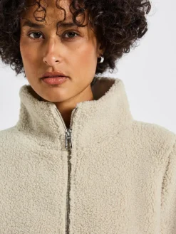 Street One Jacken & Westen<Damen Teddy-Jacke beige uni