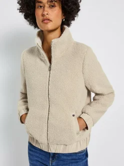 Street One Jacken & Westen<Damen Teddy-Jacke beige uni
