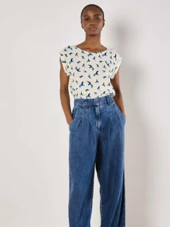 Apricot Blusen<Damen Top beige bedruckt