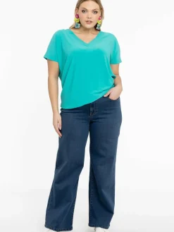 YOEK Shirts & Tops<Damen T-Shirt türkis uni