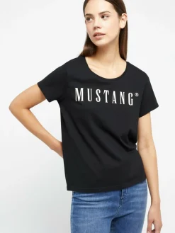 Mustang Shirts & Tops<Damen T-Shirt schwarz uni
