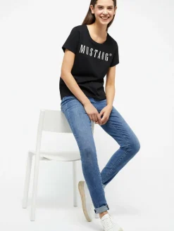 Mustang Shirts & Tops<Damen T-Shirt schwarz uni