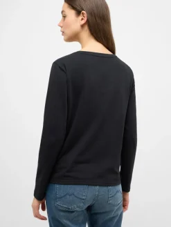 Mustang Shirts & Tops<Damen T-Shirt schwarz uni