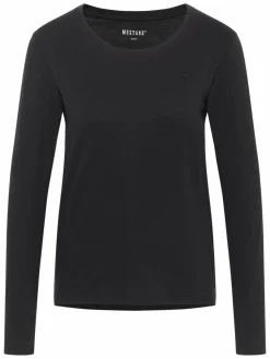 Mustang Shirts & Tops<Damen T-Shirt schwarz uni