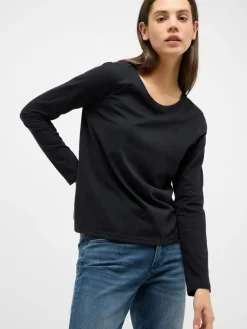 Mustang Shirts & Tops<Damen T-Shirt schwarz uni