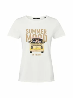 zero Shirts & Tops<Damen T-Shirt ecru beige bedruckt