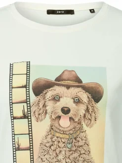 zero Shirts & Tops<Damen T-Shirt ecru braun bedruckt