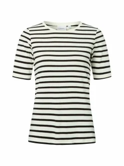 comma Shirts & Tops<Damen T-Shirt ecru schwarz gestreift