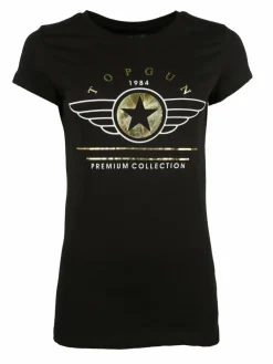 Topgun Shirts & Tops<Damen T-Shirt schwarz bedruckt