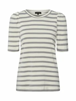 Marie Lund Shirts & Tops<Damen T-Shirt ecru grau gestreift