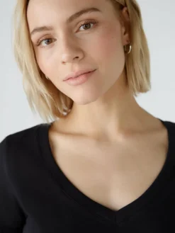 Oui Shirts & Tops<Damen T-Shirt schwarz uni