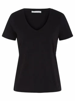 Oui Shirts & Tops<Damen T-Shirt schwarz uni