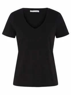 Oui Shirts & Tops<Damen T-Shirt schwarz uni