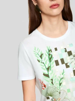 Marc Cain Shirts & Tops<Damen T-Shirt weiß bedruckt