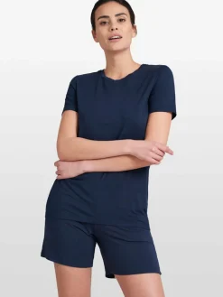 Schiesser Shirts & Tops<Damen T-Shirt - Mix+Relax blau uni