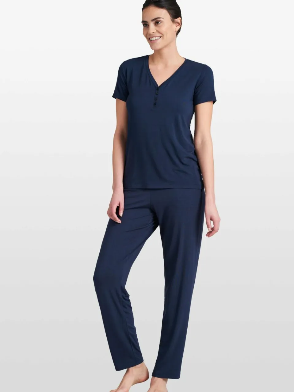 Schiesser Shirts & Tops<Damen T-Shirt - Mix+Relax blau uni
