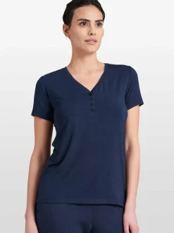 Schiesser Shirts & Tops<Damen T-Shirt - Mix+Relax blau uni