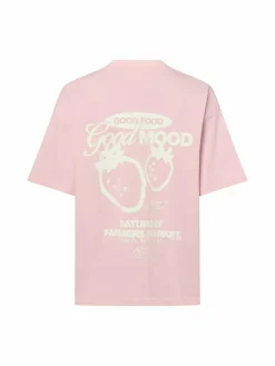 Another Cotton Lab Shirts & Tops<Damen T-Shirt - Good Mood rosa weiß bedruckt