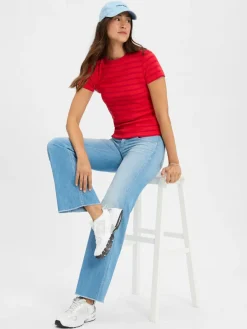 Drykorn Shirts & Tops<Damen T-Shirt - Koale rot himbeer gestreift
