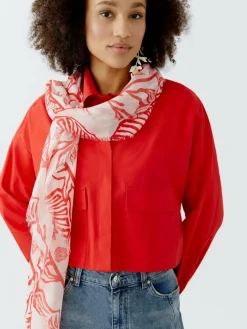 Oui Schals & Tücher<Damen Tuch weiß rot gemustert