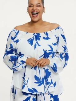 YOEK Blusen<Damen Tunika denim bedruckt