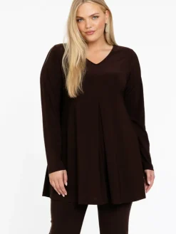 YOEK Blusen<Damen Tunika braun uni