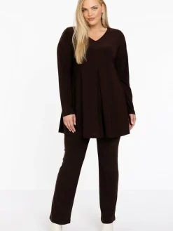 YOEK Blusen<Damen Tunika braun uni