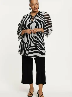 YOEK Blusen<Damen Tunika schwarz bedruckt