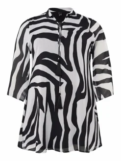 YOEK Blusen<Damen Tunika schwarz bedruckt