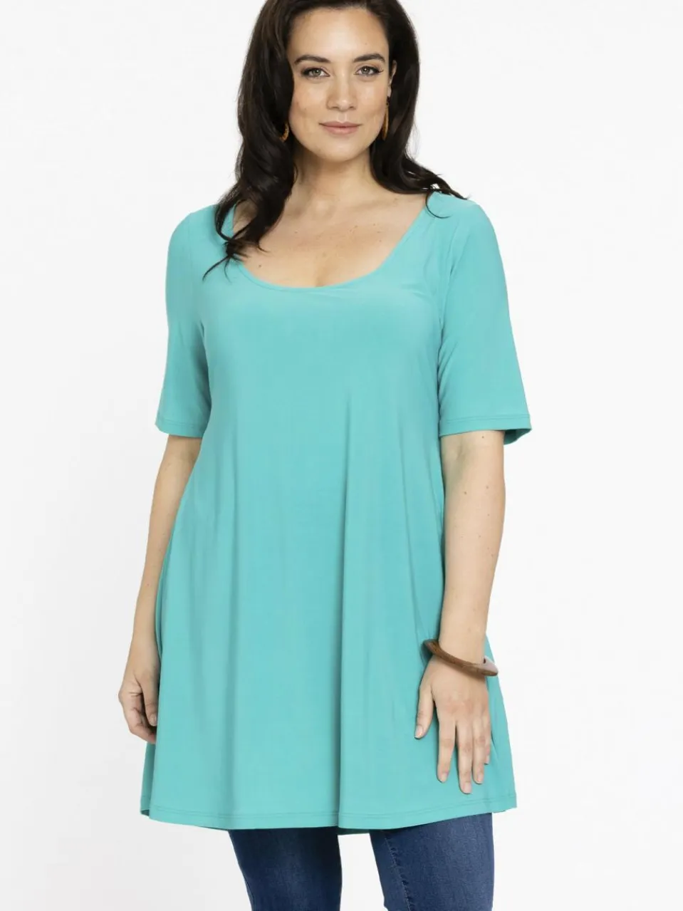 YOEK Blusen<Damen Tunika türkis uni