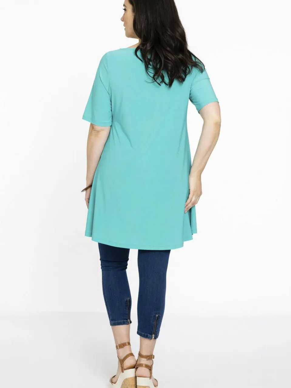 YOEK Blusen<Damen Tunika türkis uni