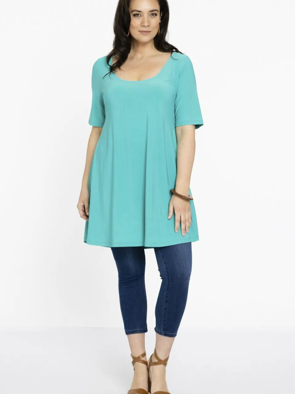 YOEK Blusen<Damen Tunika türkis uni