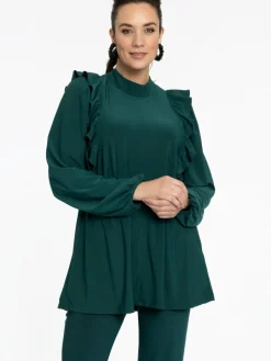 YOEK Blusen<Damen Tunika grün uni