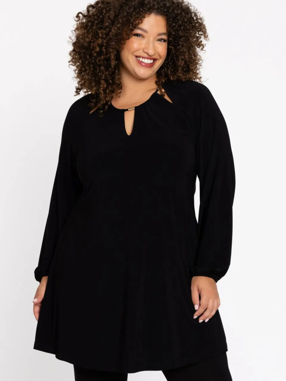 YOEK Blusen<Damen Tunika schwarz uni